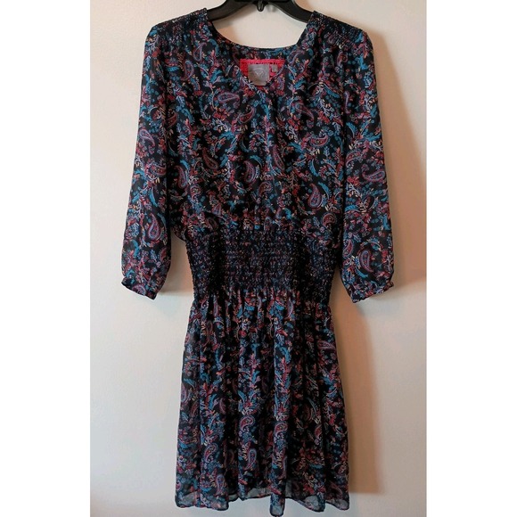 Anthropologie Vanessa Virginia Daytripper Paisley Smocked Waist Dress Sz XS Boho - Picture 4 of 16
